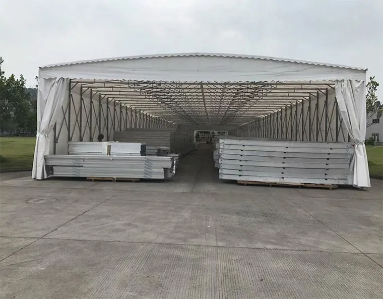 white mobile storehouse tent