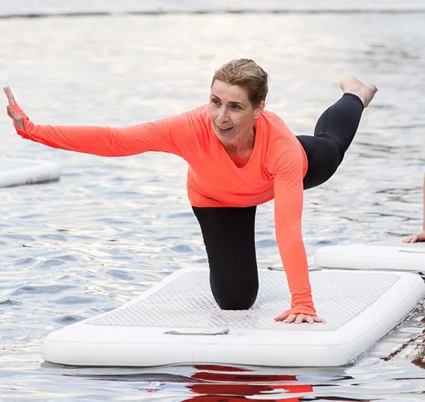 floating yoga mat on water